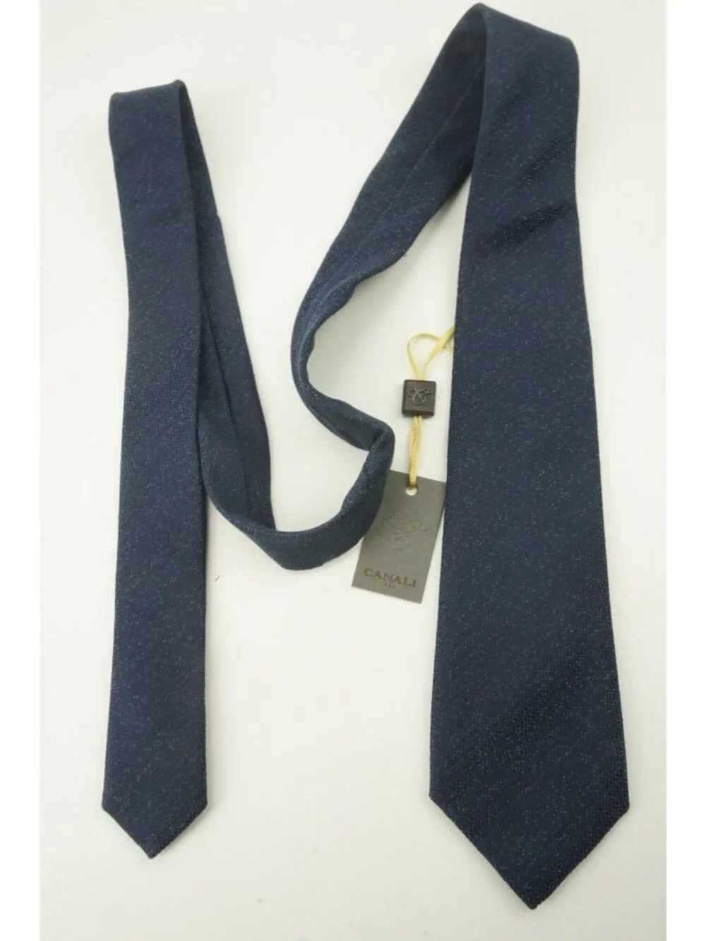 Canali Solid Woven Indigo Berry Blue Silk Tie Brand New With Tags